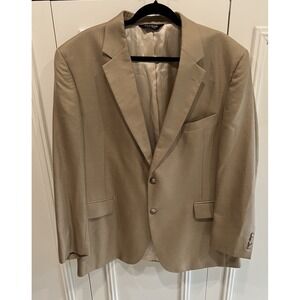 Jos A Bank Men's Tan Blazer Size 46R Two‎ Button Classic Wool Silk Blend
